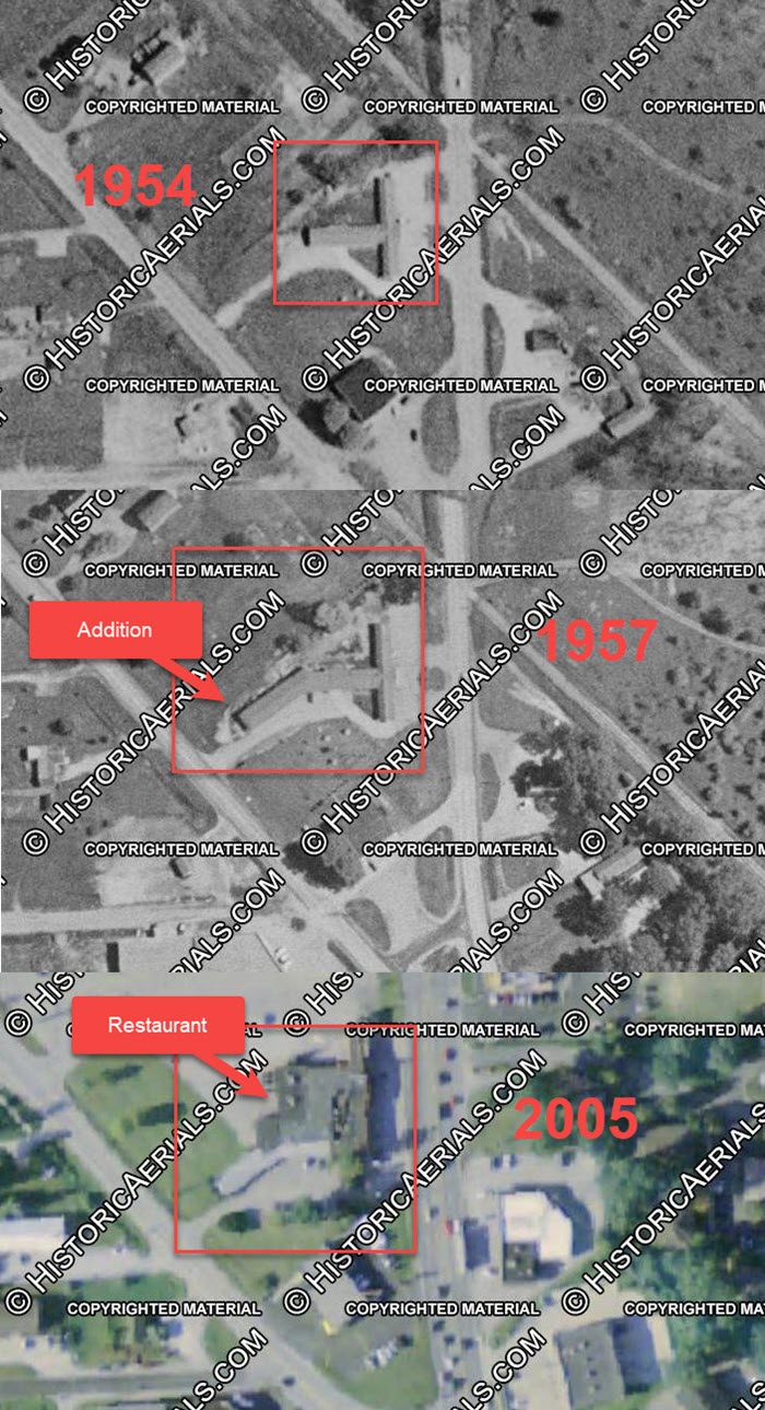 Smiths Motel (Northway Inn, Gaslite Motor Lodge, Shulz Bavarian Inn & Motel) - Historical Aerial Comparison